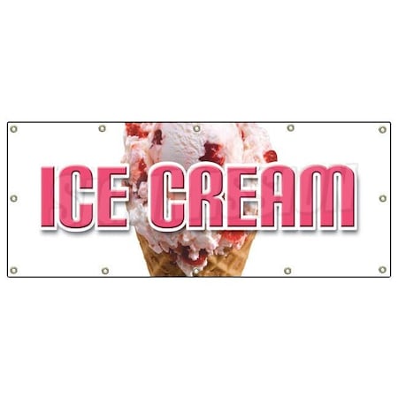 Signmission ICE CREAM BANNER SIGN cart shop cone signs sundae homemade B-120 Ice Cream